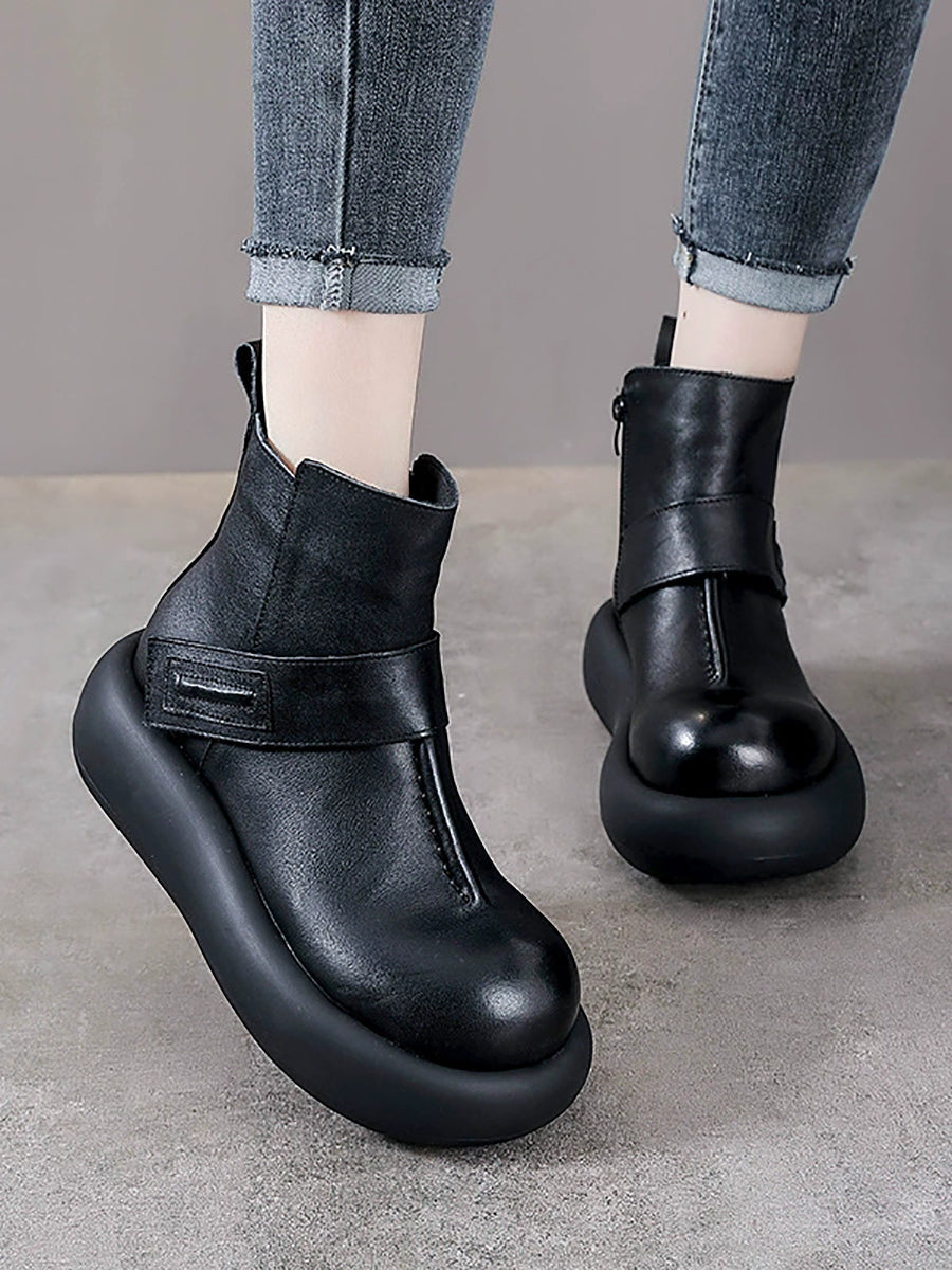 Women Winter Pure Color Platform Ankle Boots