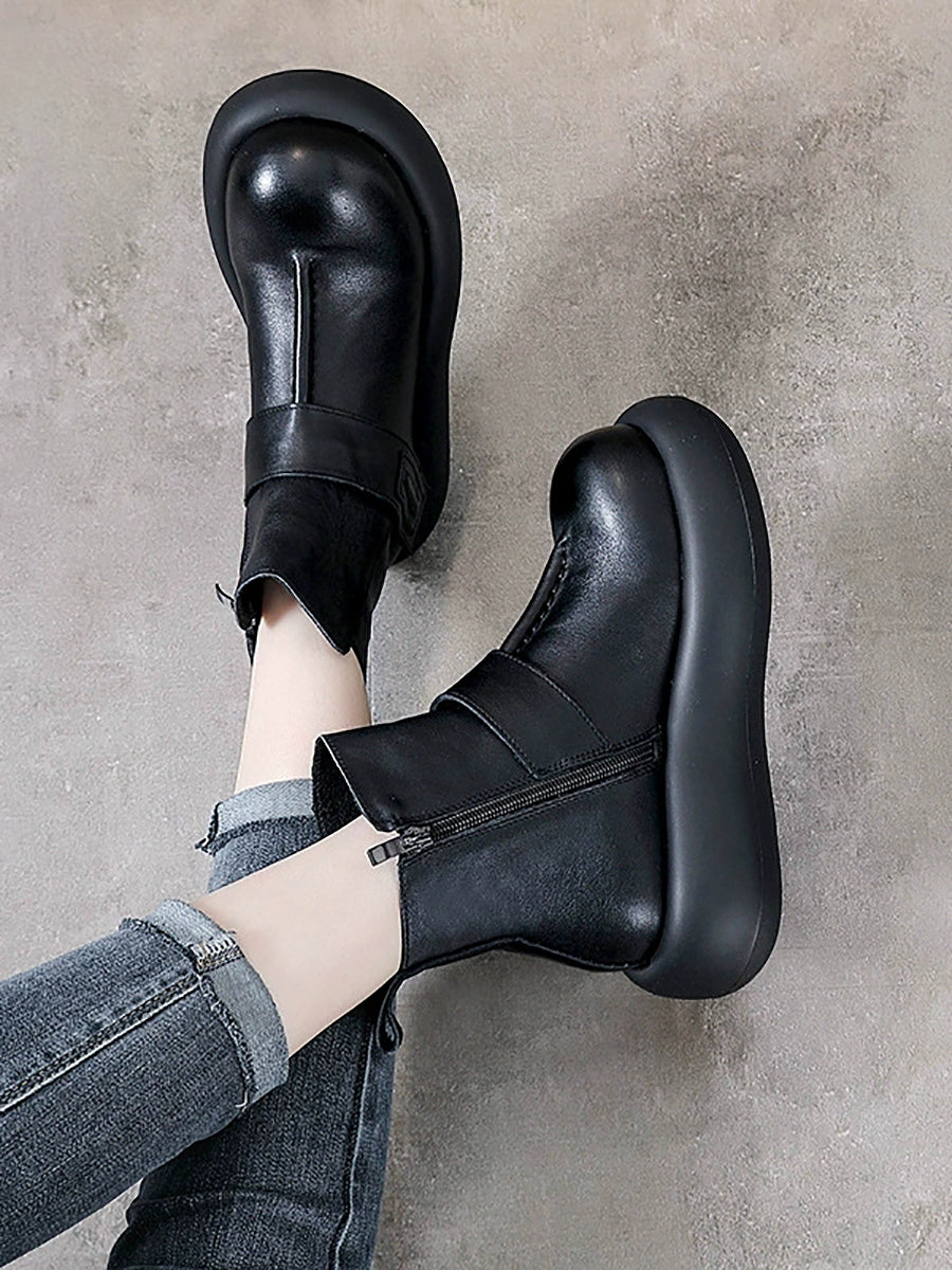 Women Winter Pure Color Platform Ankle Boots