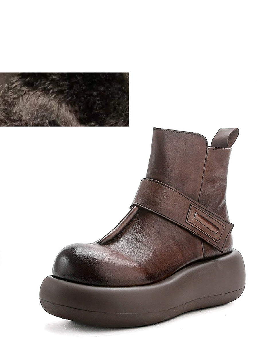 Women Winter Pure Color Platform Ankle Boots