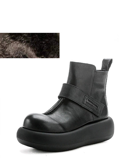 Women Winter Pure Color Platform Ankle Boots