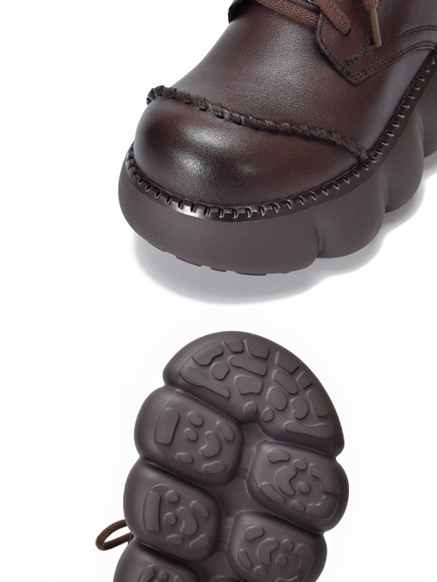 Women Winter Casual Pure Color Strap Platform Boots