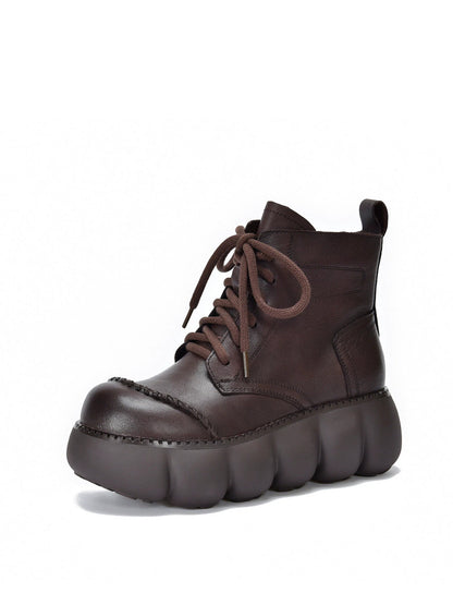 Women Winter Casual Pure Color Strap Platform Boots