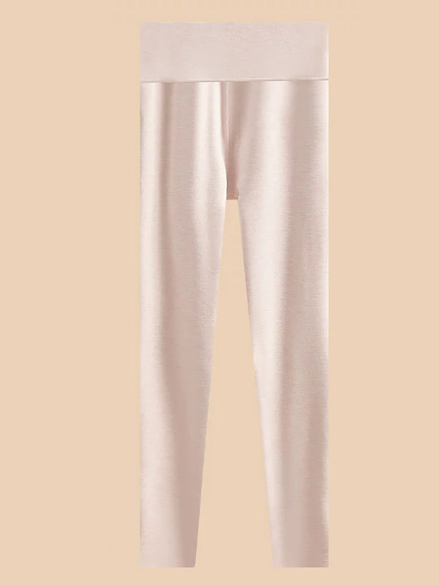Women Autumn Warm Pure Color High Waist Leggings