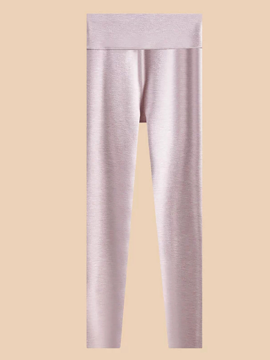 Women Autumn Warm Pure Color High Waist Leggings