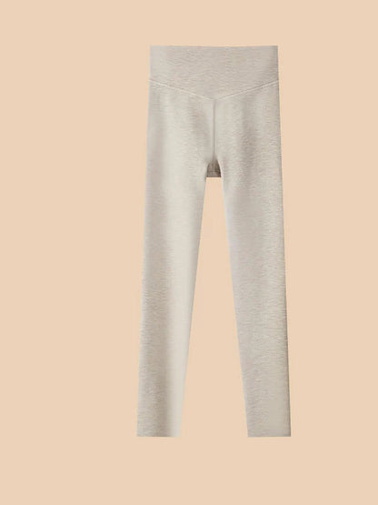 Women Autumn Warm Pure Color High Waist Leggings