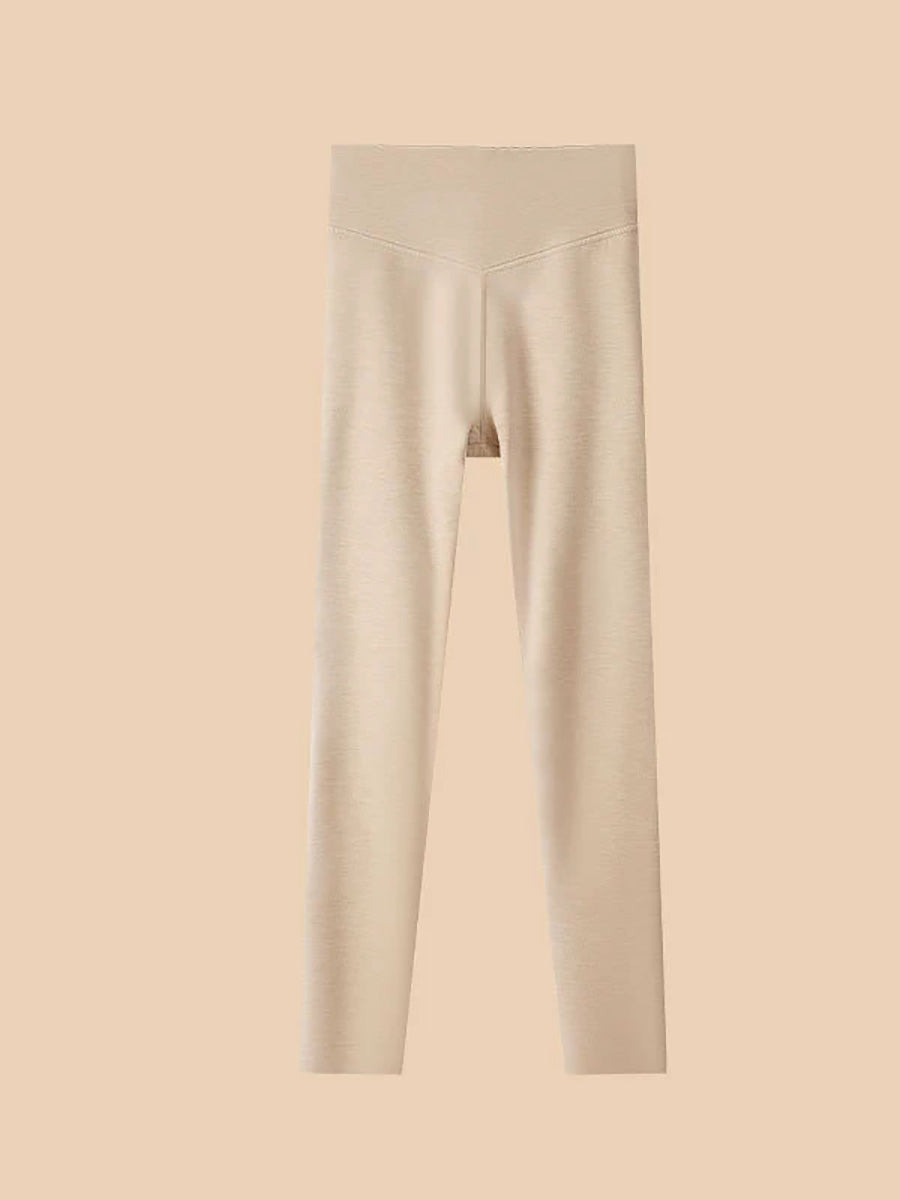 Women Autumn Warm Pure Color High Waist Leggings