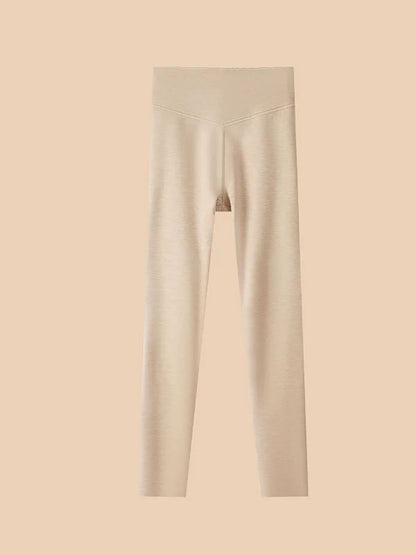 Women Autumn Warm Pure Color High Waist Leggings