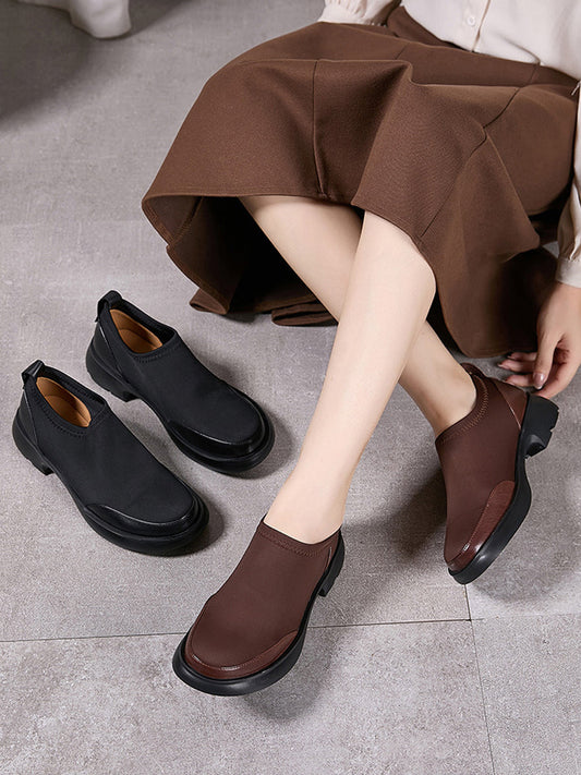 Women Winter Casual Leather Spliced Low Heel Shoes