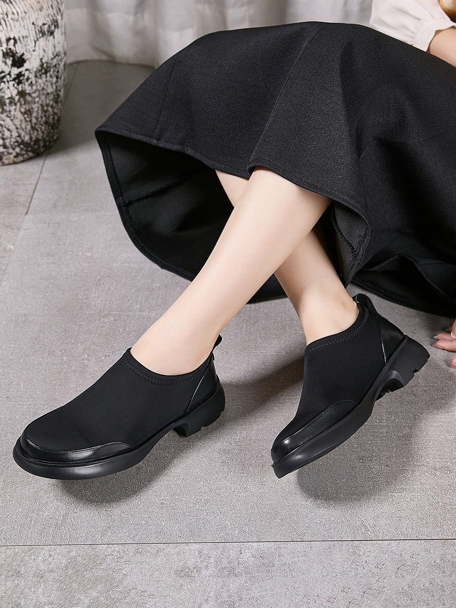 Women Winter Casual Leather Spliced Low Heel Shoes