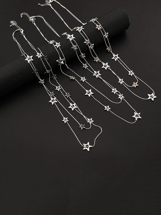 Women Fashion Star Alloy Dual-Layer Necklace