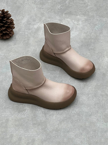 Women Vintage Soft Genuine Leather Platform Boots