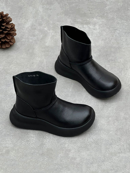 Women Vintage Soft Genuine Leather Platform Boots