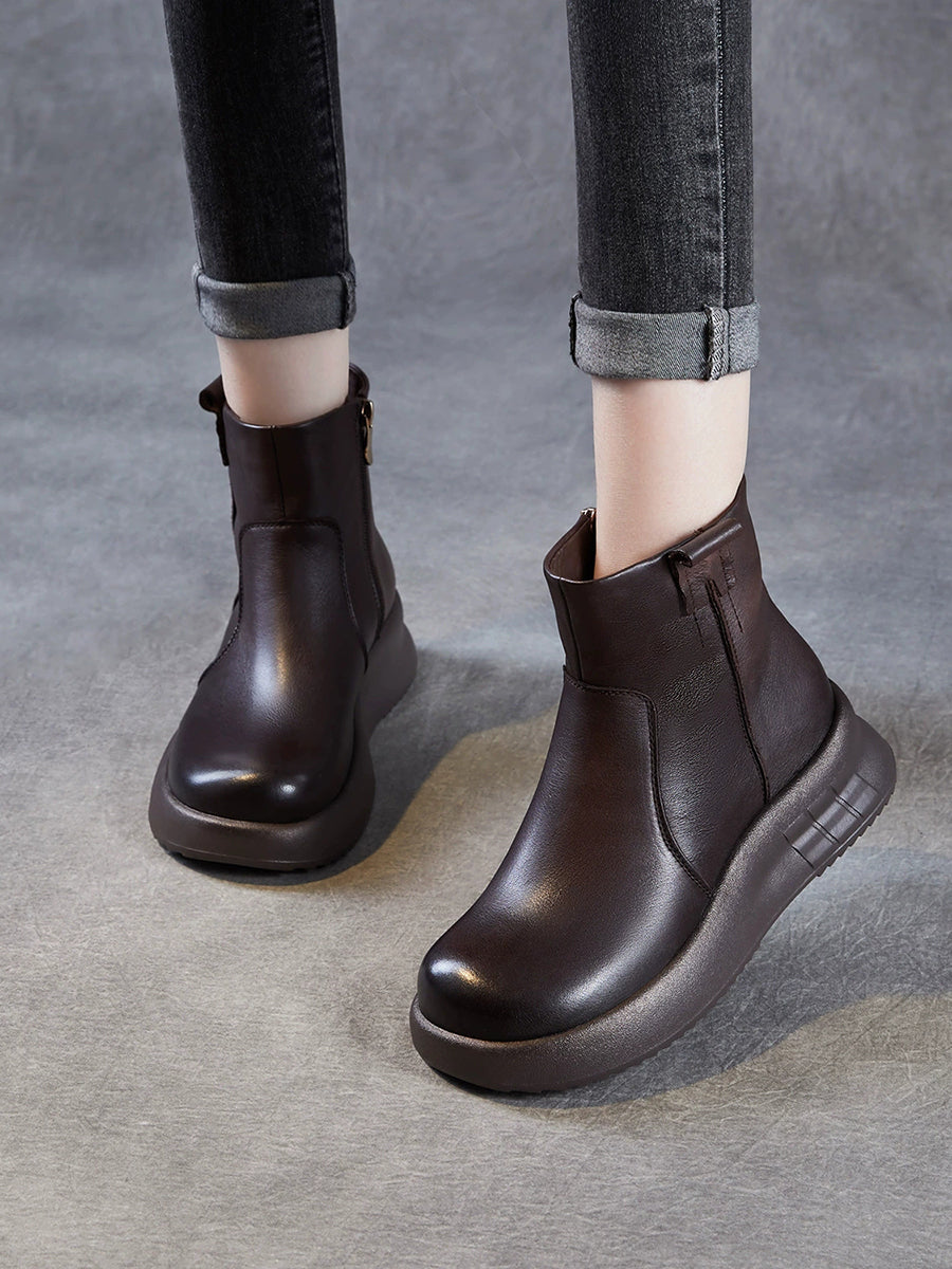 Women Winter Genuine Leather Platform Boots