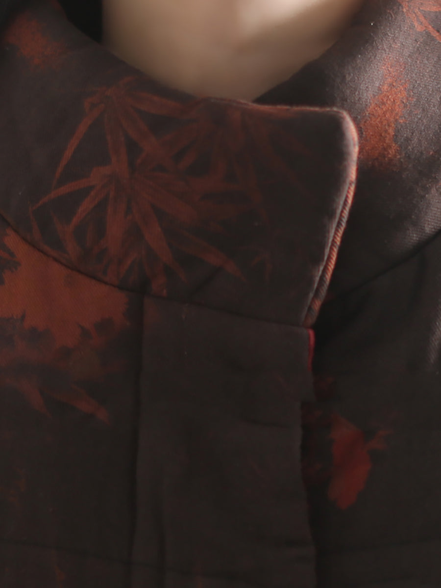 Women Winter Retro Spliced Stand Collar Padded Long Coat