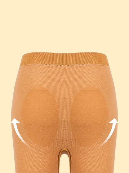 Women Autumn Warm Pure Color High Waist Leggings