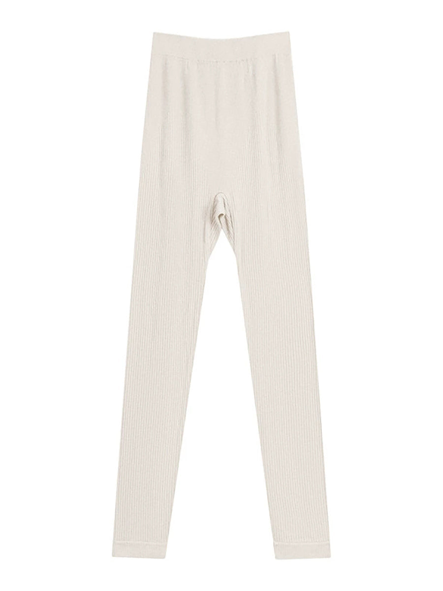 Women Autumn Warm Pure Color High Waist Leggings