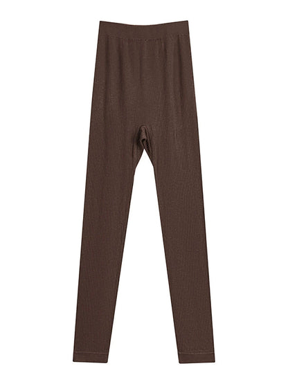 Women Autumn Warm Pure Color High Waist Leggings