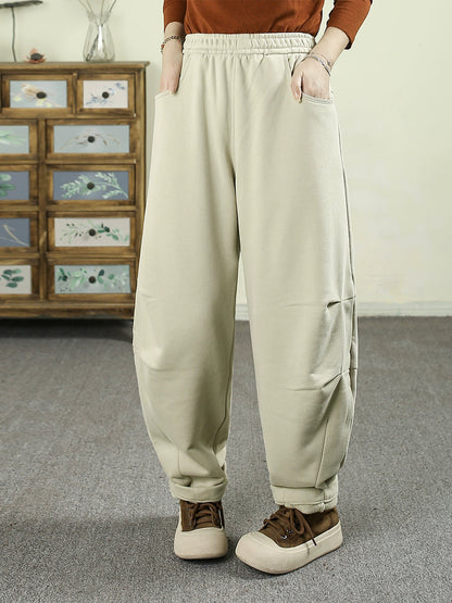 Women Winter Casual Fleece-lined Cotton Harem Pants