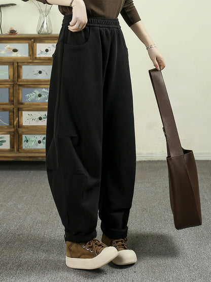 Women Winter Casual Fleece-lined Cotton Harem Pants