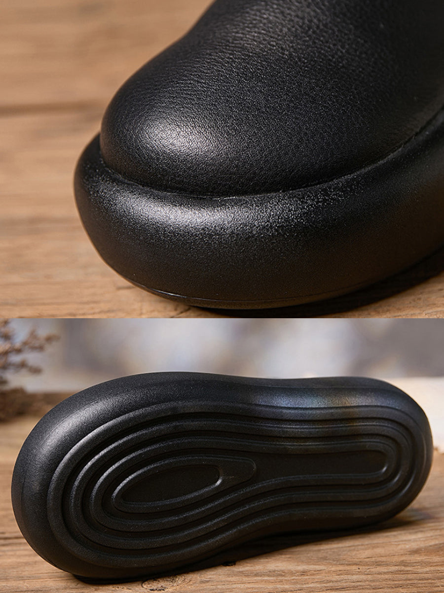 Women Winter Soft Genuine Leather Platform Ankle Boots