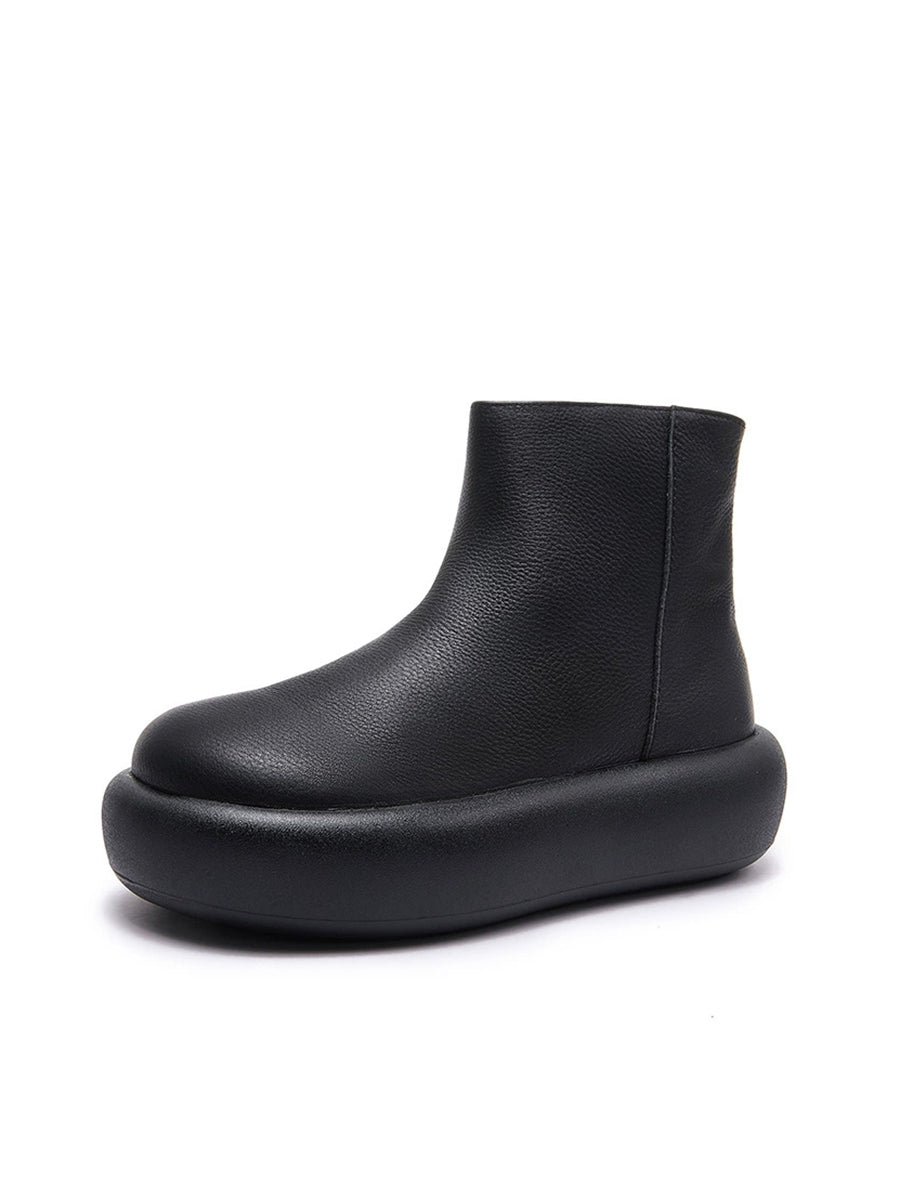 Women Winter Soft Genuine Leather Platform Ankle Boots