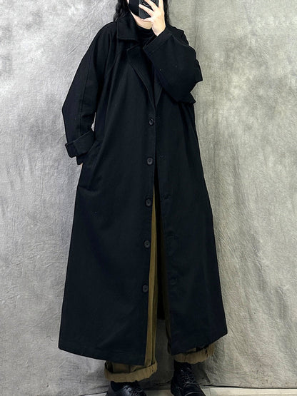 Women Winter Casual Pure Color Cotton Trench Coat