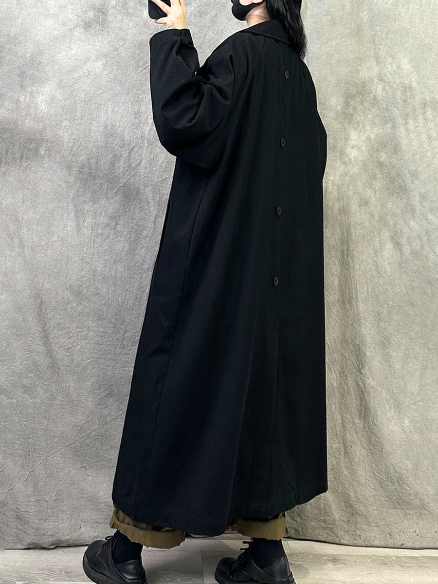 Women Winter Casual Pure Color Cotton Trench Coat