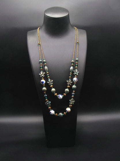 Women Bohemia Bead Ceramic Weave Sweater Necklace