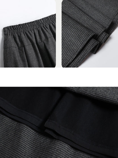 Women Autumn Vintage Lattice A-Shape 100%Cotton Skirt