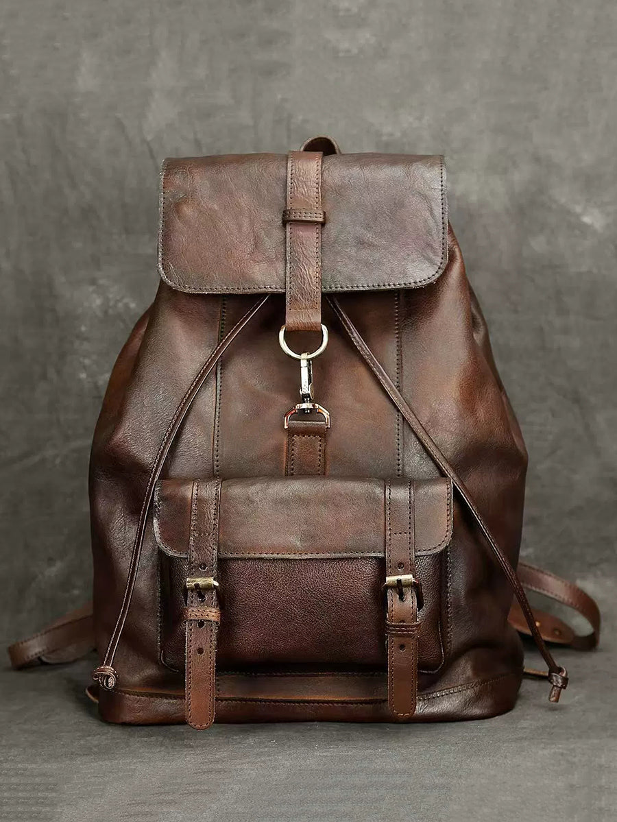 Vintage Genuine Leather Large Capacity Backpack