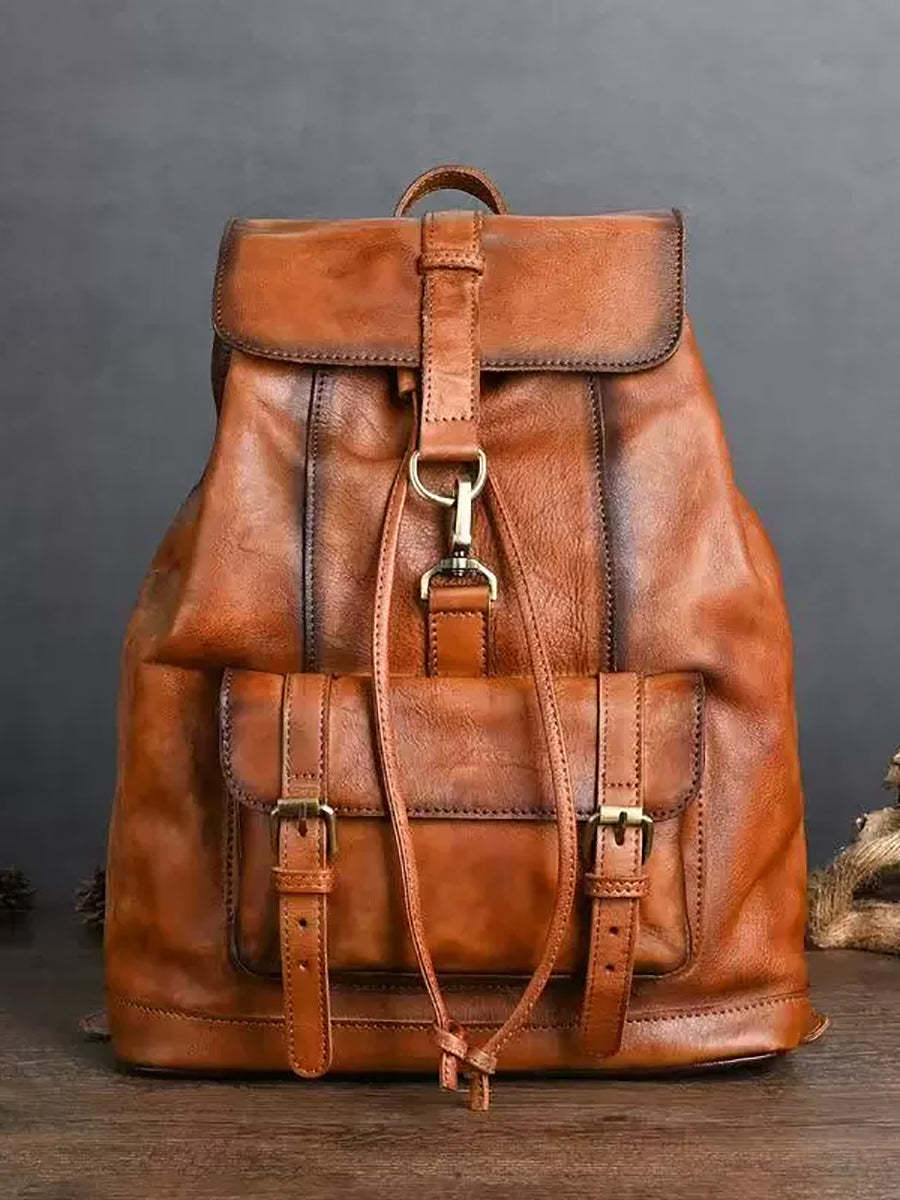 Vintage Genuine Leather Large Capacity Backpack