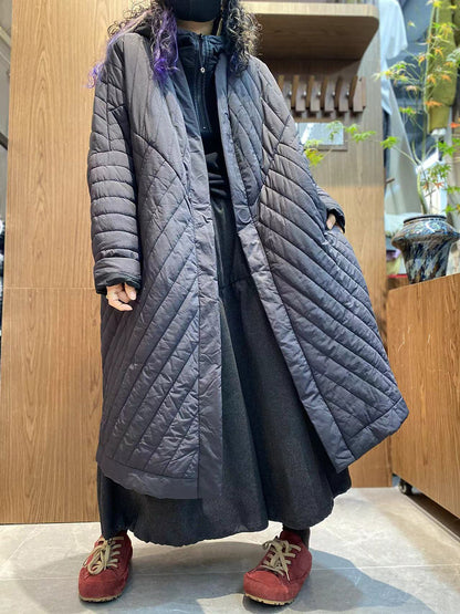 Women Winter Casual Pure Color V-Neck Padded Coat