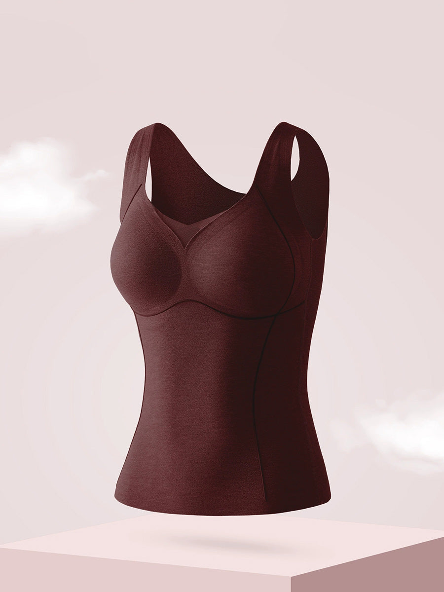 Women Autumn Warm Pure Color V-Neck Base Vest