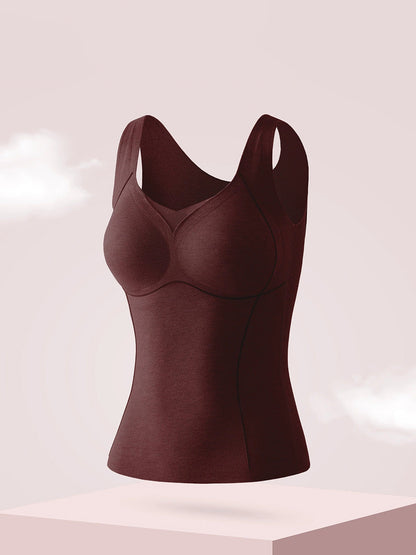 Women Autumn Warm Pure Color V-Neck Base Vest