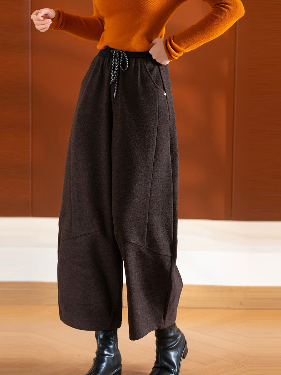 Women Winter Casual Pure Color Straight Pants