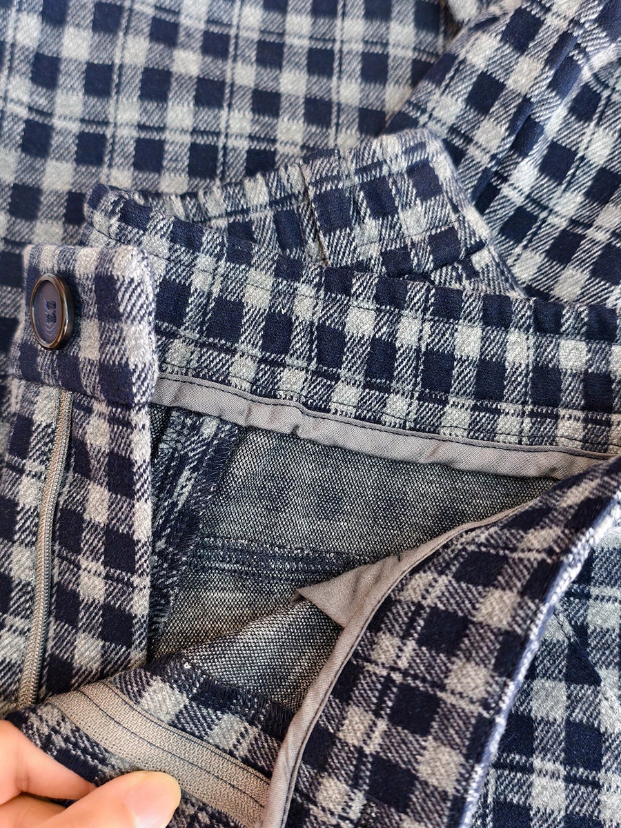 Women Vinage Autumn Plaid Harem Loose Pants