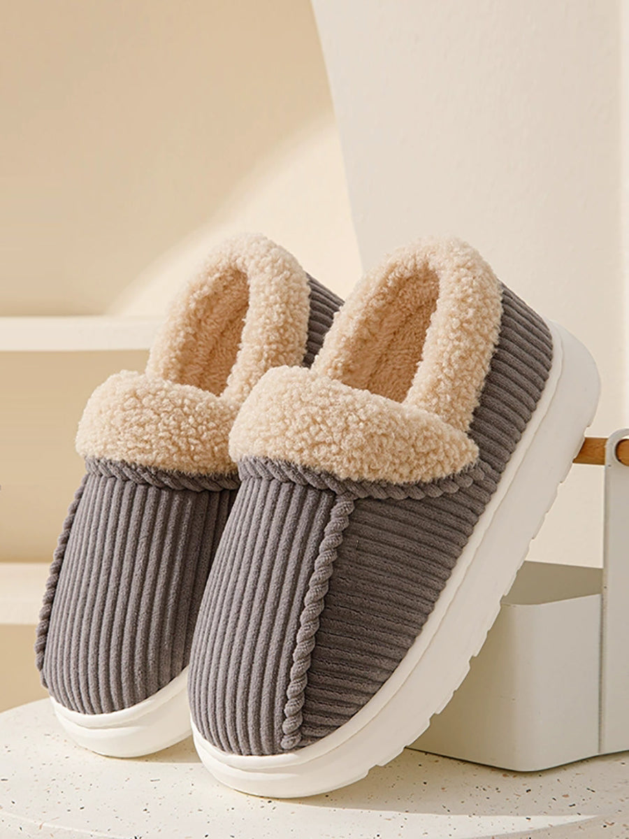 Winter Couple Pure Color Outdoor Fleece-lined Shoes