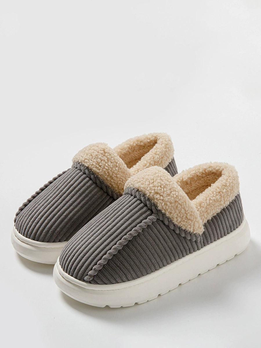 Winter Couple Pure Color Outdoor Fleece-lined Shoes
