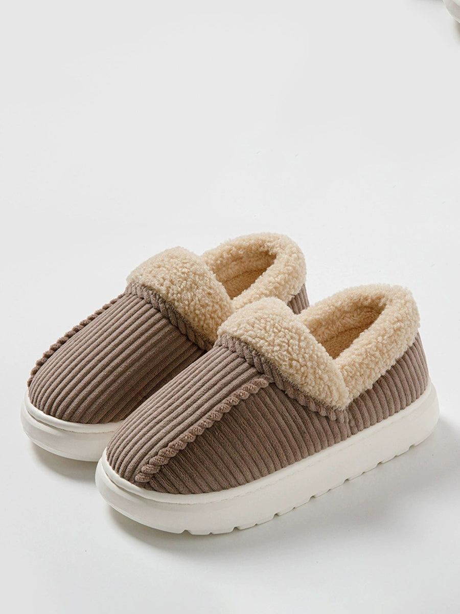 Winter Couple Pure Color Outdoor Fleece-lined Shoes