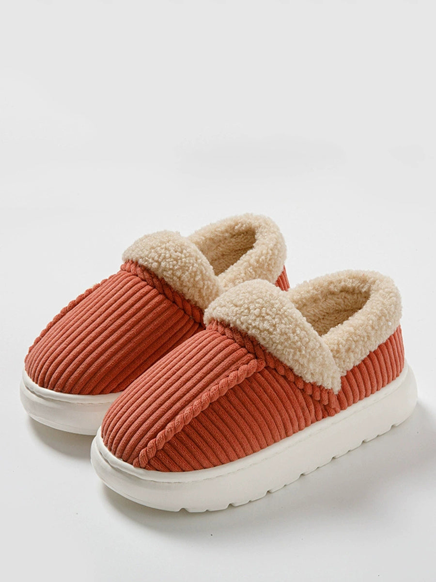 Winter Couple Pure Color Outdoor Fleece-lined Shoes