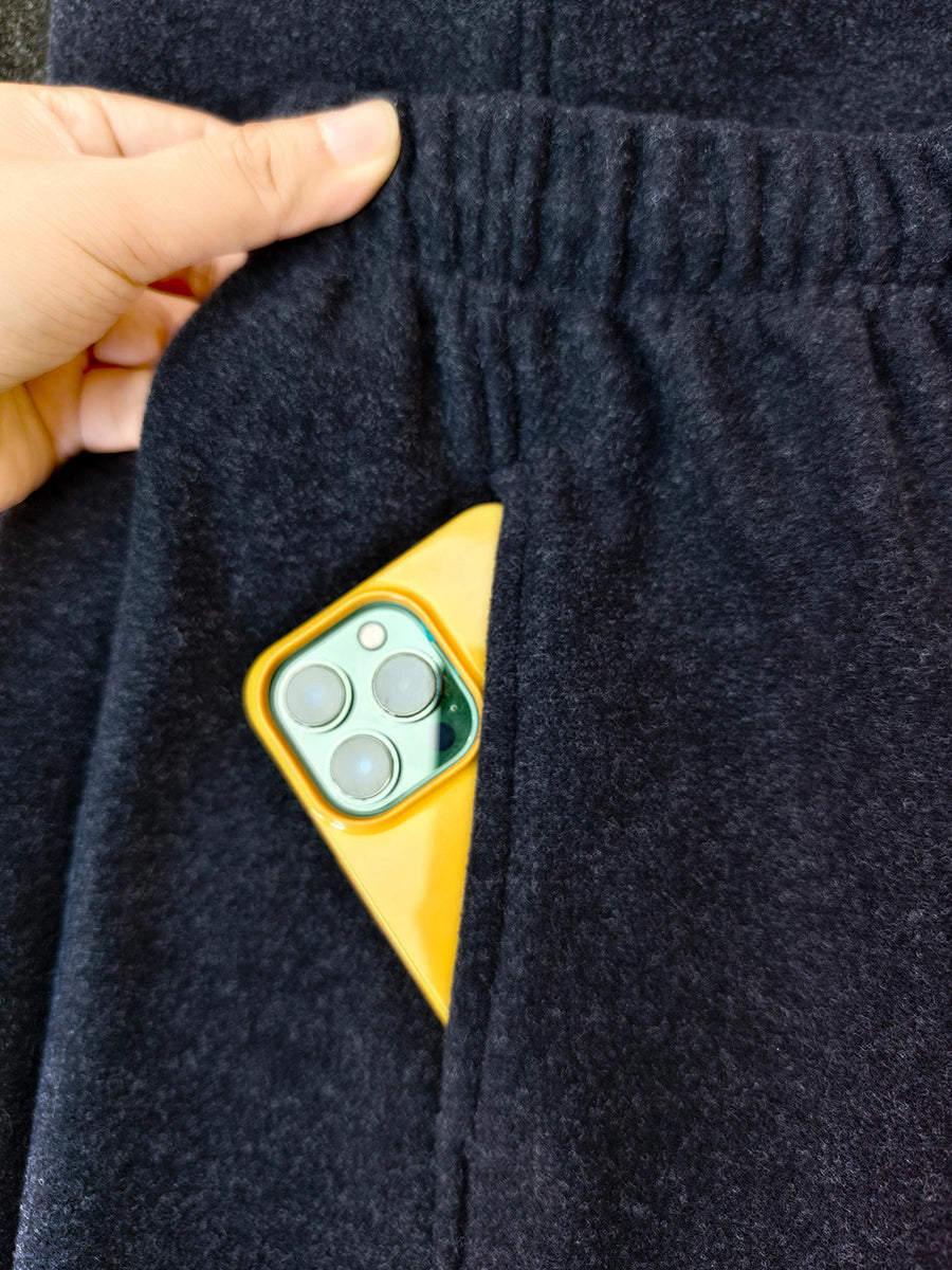 Women Winter Casual Pure Color Fleece-lined Pants