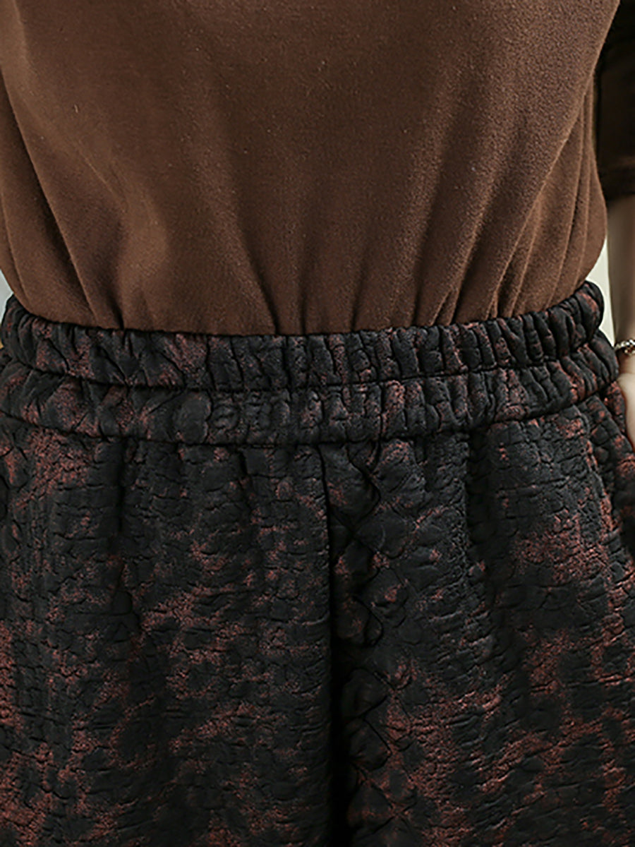 Women Vintage Winter Leopard Padded Harem Pants