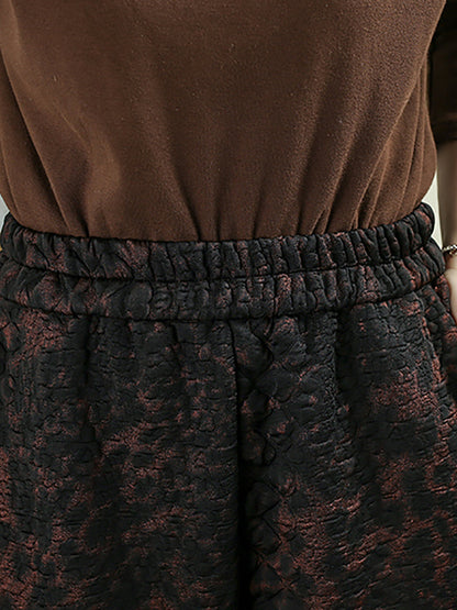 Women Vintage Winter Leopard Padded Harem Pants