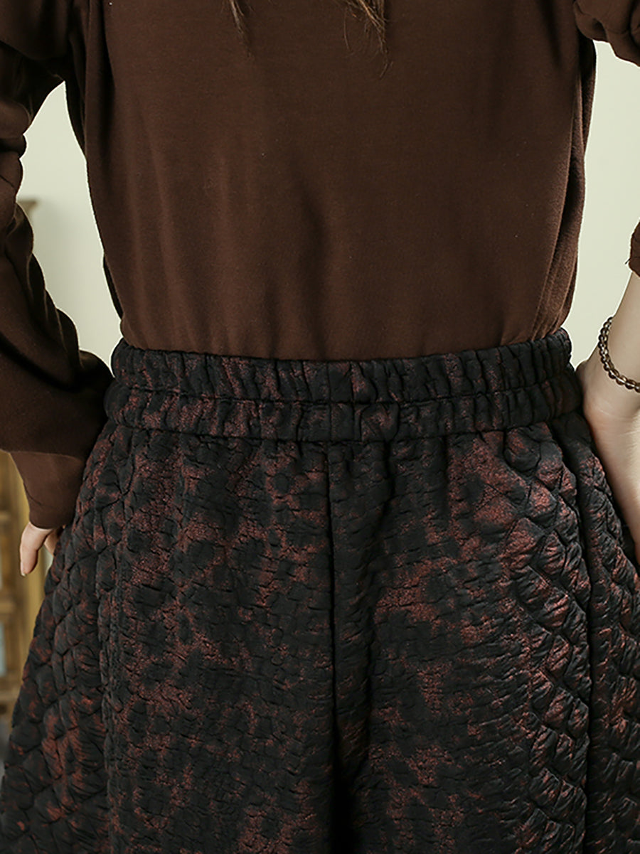 Women Vintage Winter Leopard Padded Harem Pants