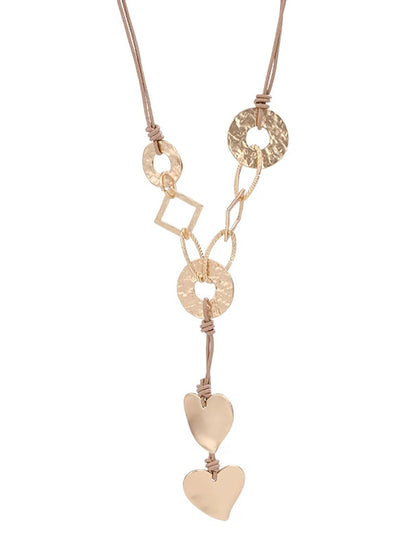 Fashion Irregular Alloy Heart Geometric Pendant Long Necklace