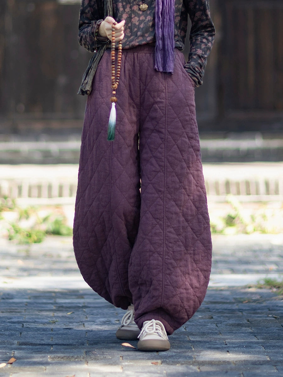 Women Winter Casual Pure Color Padded Bloomers