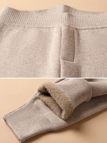 Couple Winter Keep Warm Pure Color Wool Leggings