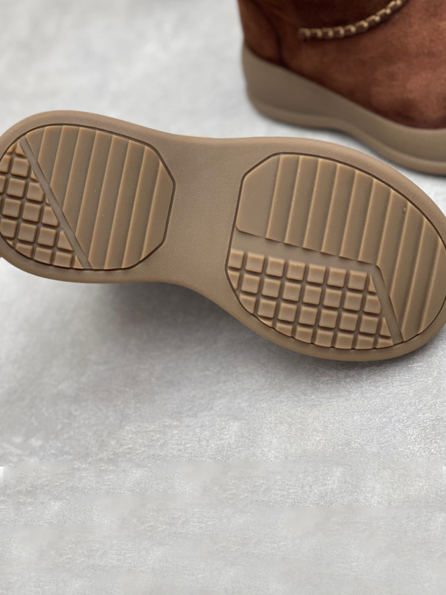 Women Genuine Leather Fleece-lined Platform Boots