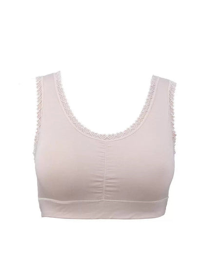 2 Pieces Women One-Piece With Bra Pad Lace Pure Color Bar