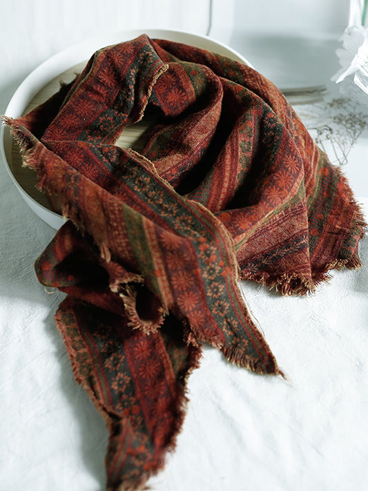 Women Vintage Flower Triangle Scarf